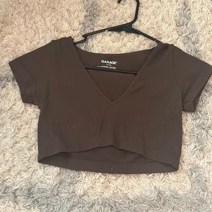 Garage brown sleeved crop top